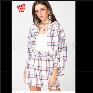 Plaid Jacket and Skirt Matching Set